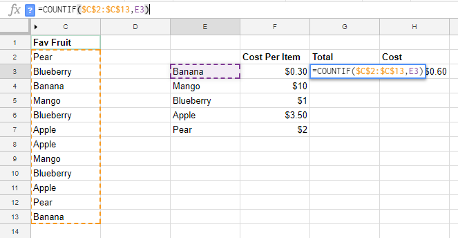 Google Sheets Absolute reference with F4