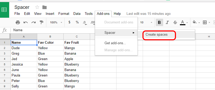 Open Spacer for Google Sheets